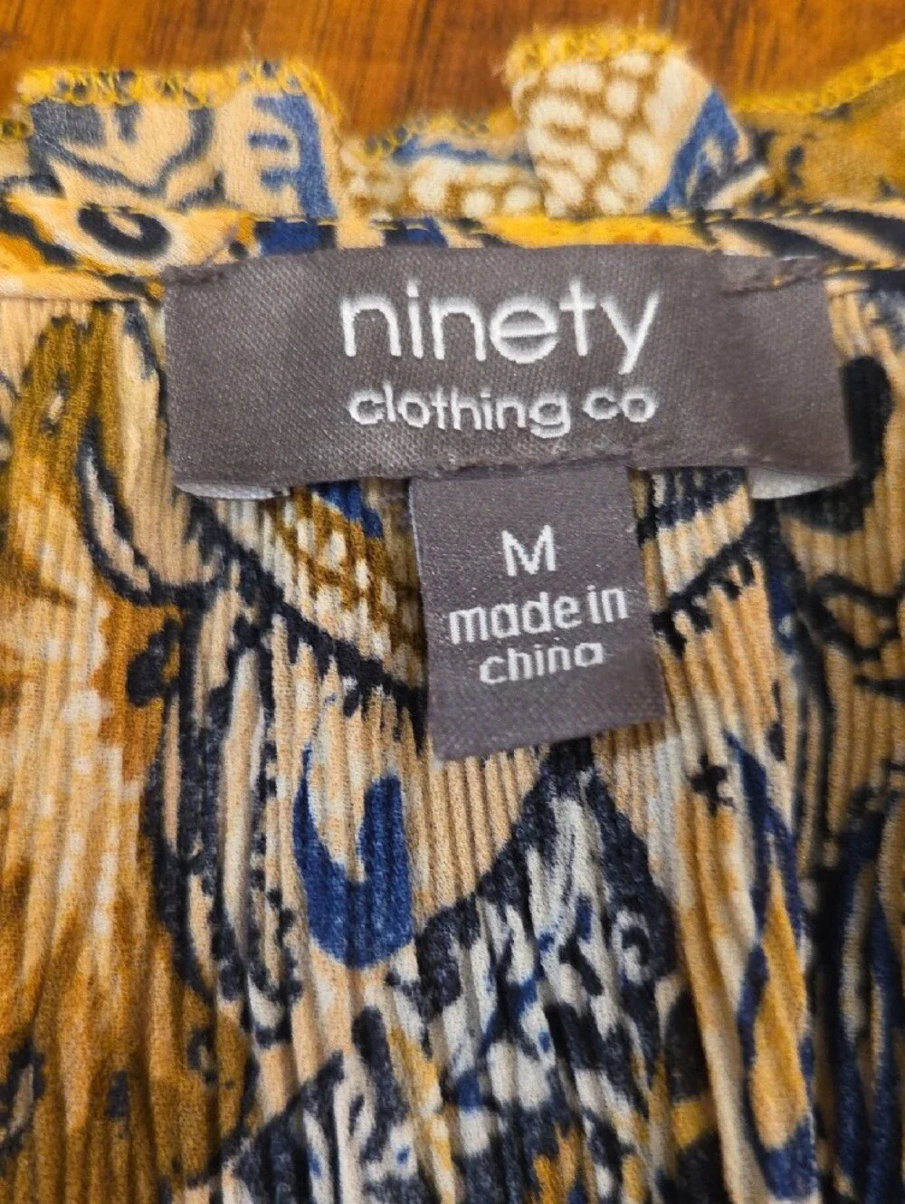 Paisley Peasant Blouse In A Mustard Yellow And Navy Blue